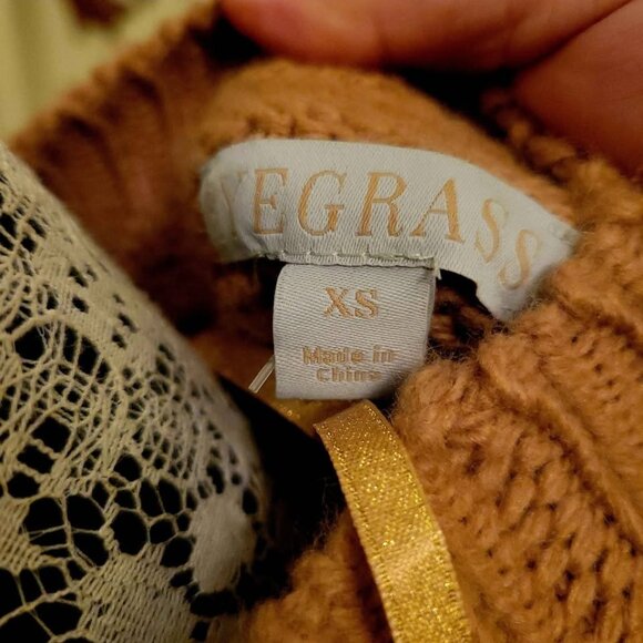 Ryegrass Camel Brown Cable Knit Sweater With Bobble Stitch Detailing. Size XS - Picture 5 of 8